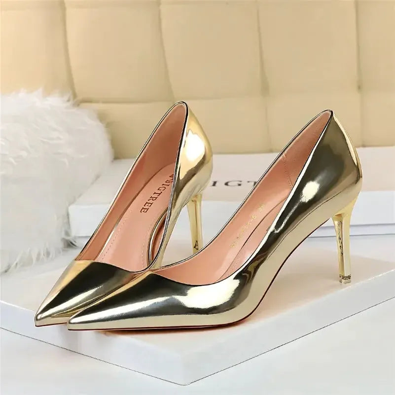 Women Patent Leather Pumps High Heels-Shoes-Bennys Beauty World