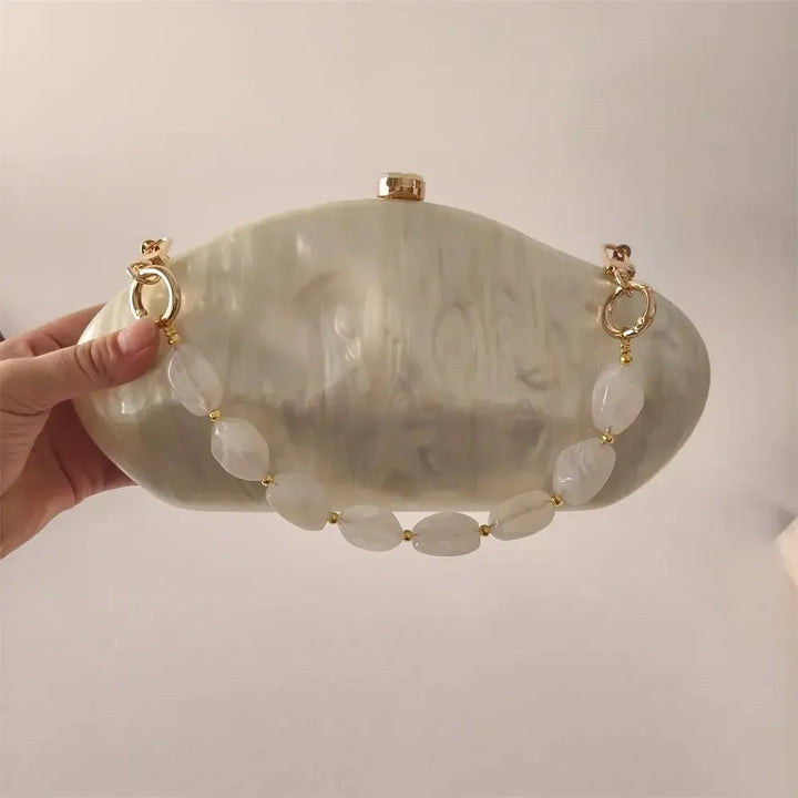 Acrylic Shell Evening Bag – Luxury Handmade Clutch Purse with Chain Strap for Women-Bag-Bennys Beauty World