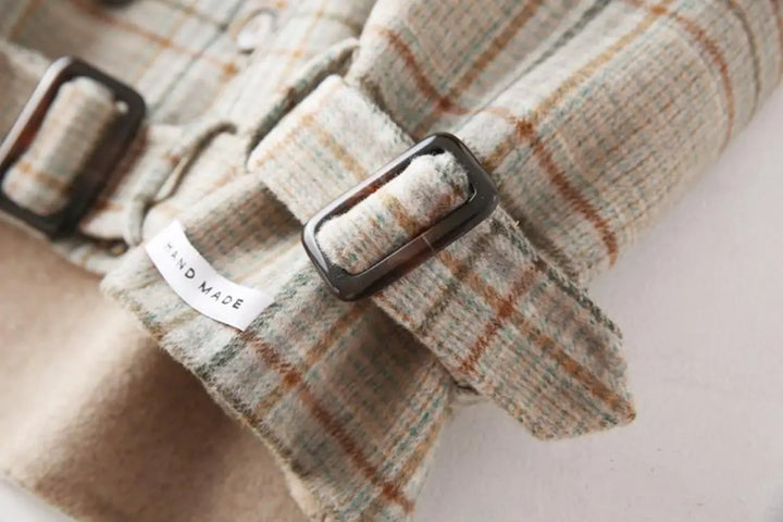 Wool Short Coats Women Jackets Blends Turn Down Collar Coat Plaid Print Y2k Streetwear Jacket Work Outerwear Autumn Winter