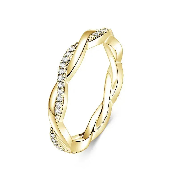 GRA Certified Moissanite Twisted Eternity Band Ring – 14K Gold Filled Engagement Ring for Women-Rings-Bennys Beauty World