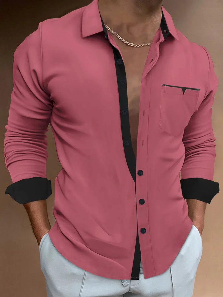 Mens Clothing Spring Long Sleeve Shirts/Men's Slim Fit Tops-Shirts-Bennys Beauty World