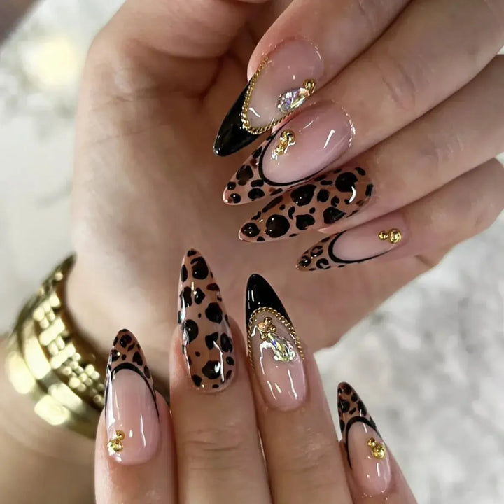 Almond Press-On Nails – 24 Pcs Flower Pattern False Nails | Bennys Beauty World-Nails-Bennys Beauty World