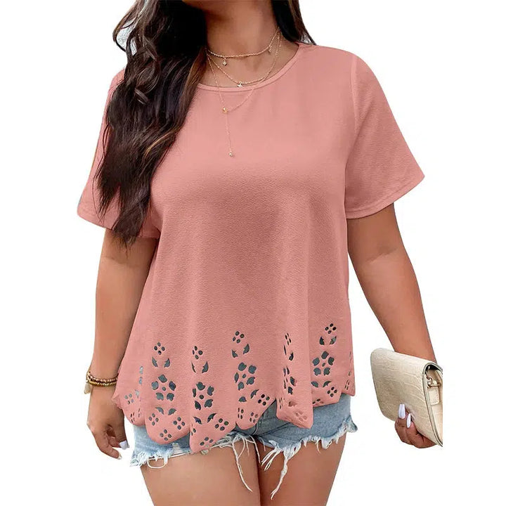 Women's Plus Size Blouse Soild Drop Sleeves O-Neck Blouses-blouse-Bennys Beauty World