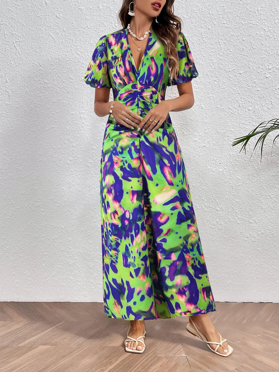 Elegent Deep V Neck Long Dresses For Women-Dresses-Bennys Beauty World