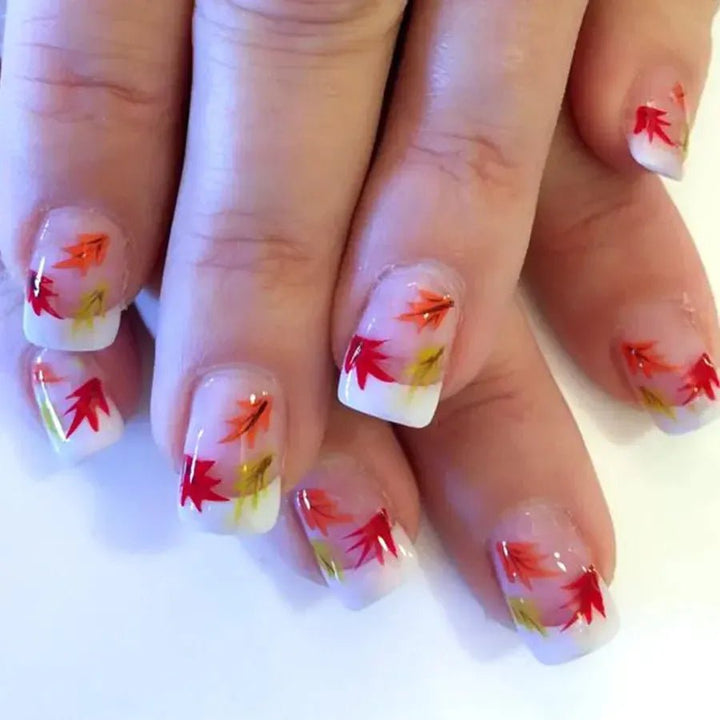 Short Square French Flower Press - On Nails 24 Pcs - Bennys Beauty World
