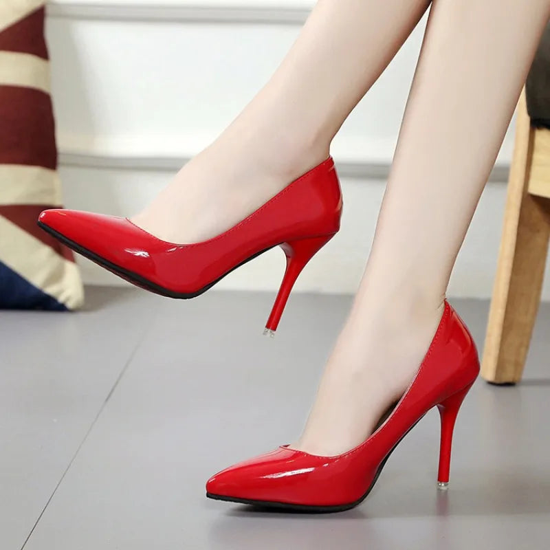 Women Shoes Red 8CM High Heels  Leather Shoes