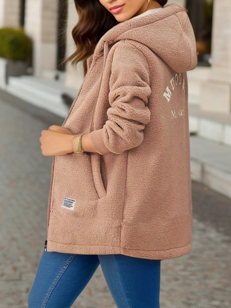 Fleece-lined Sweatshirt Women's Hooded Tops