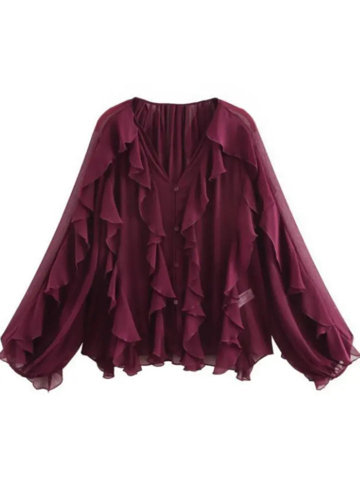 Summer Chic Women's Elegant Loose Long Sleeve Layered Shirts-Blouse-Bennys Beauty World