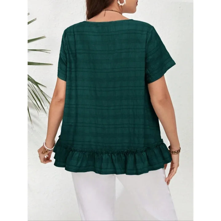Plus Size Women's Casual and Fashionable Ruffled Shirt-Blouse-Bennys Beauty World