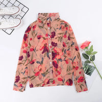 Women'S Blouse Dressy Blouses Puff Button Women Top V-Neck Printed Sleeve Fashion Long Chiffon Ladies Shirts Blusa Feminina-Bennys Beauty World