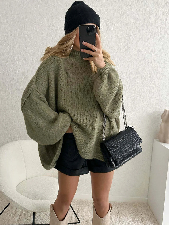 Women's Sweater Solid Color Semi-turtleneck Casual