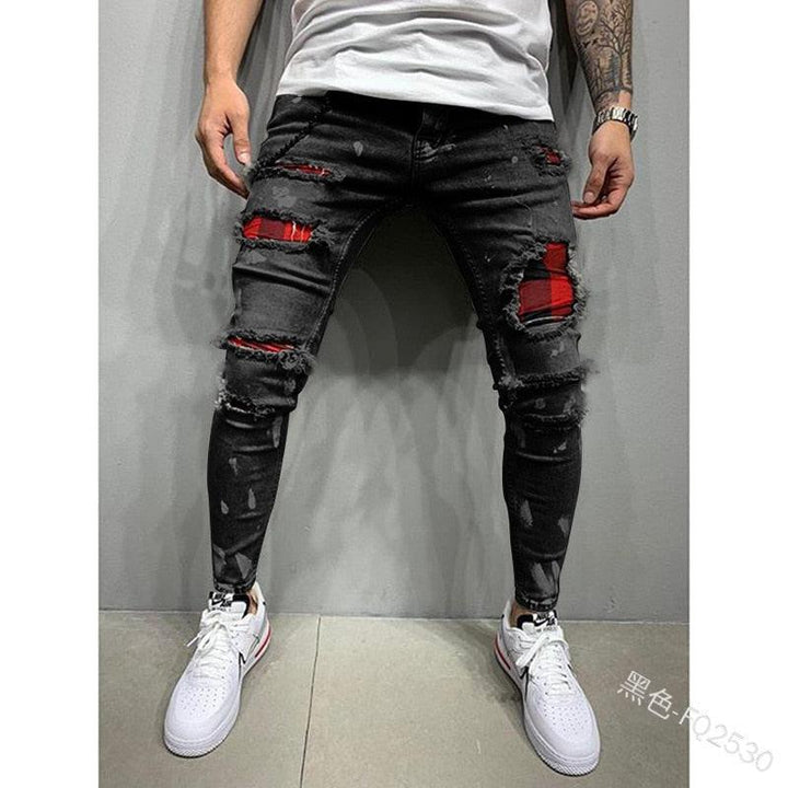 Men Pants Fashion Men Casual Pants Stretchy Demin Skinny Pants-pants-Bennys Beauty World