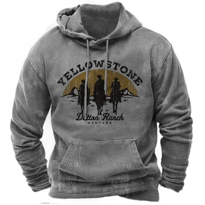 Men's Cowboy Printed Pullover Hoodie