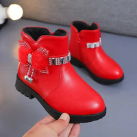 Children's Shoes Girl Mid Length Warm Leather Boots-Shoes-Bennys Beauty World