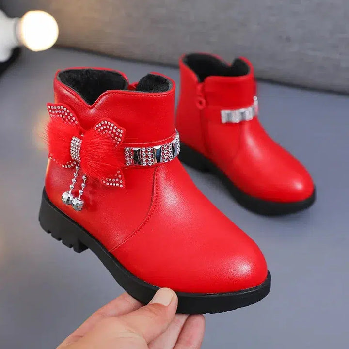 Children's Shoes Girl Mid Length Warm Leather Boots-Shoes-Bennys Beauty World