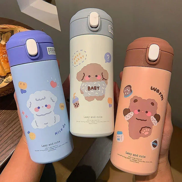 380ML Stainless Steel Thermos Vacuum Flask Cute Cartoon Thermal Water Bottle