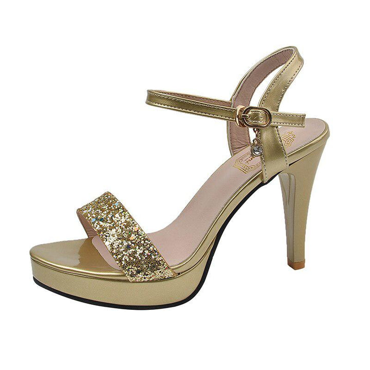 Gold Silver Glitter High Heel Sandals for Women-Shoes-Bennys Beauty World