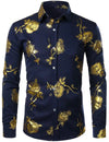 Fashion Men's Shirt Flowers 3D Printing Lapel Button Top Long Sleeve Shirt-shirt-Bennys Beauty World