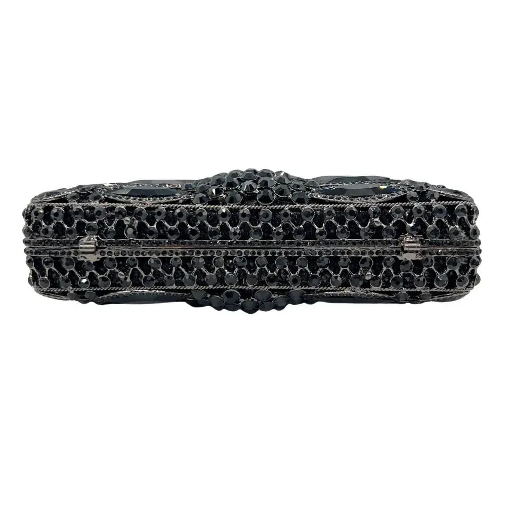 Black Crystal Rhinestone Evening Clutch Bag - Bennys Beauty World