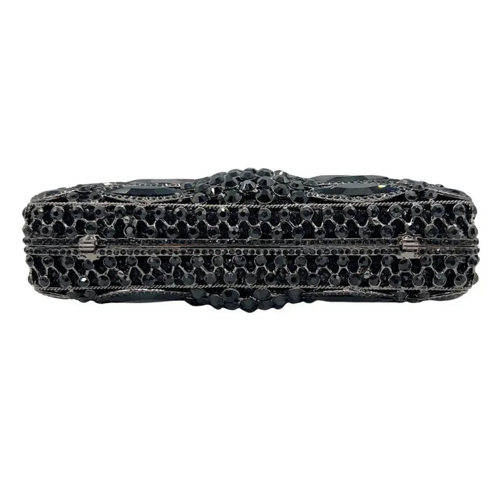 Black Crystal Rhinestone Evening Clutch Bag - Bennys Beauty World