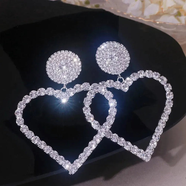 Oversized Hollow Heart Dangle Earrings - Bennys Beauty World