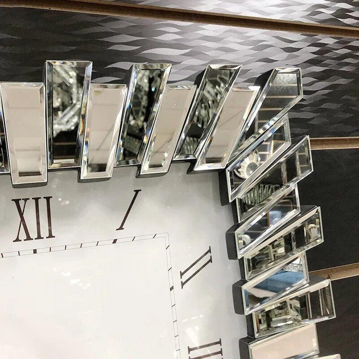 Luxury Crystal Wall Clock Modern Design Big Size Silent Large Nordic Wall Mirrors Glass Clocks Living Room Decoration Art Object-Arlik interiors