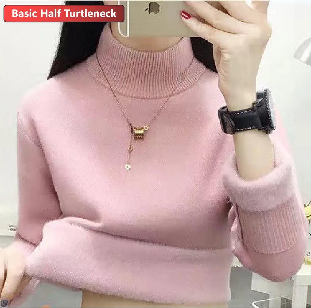 Women’s Turtleneck Velvet-Lined Winter Sweater