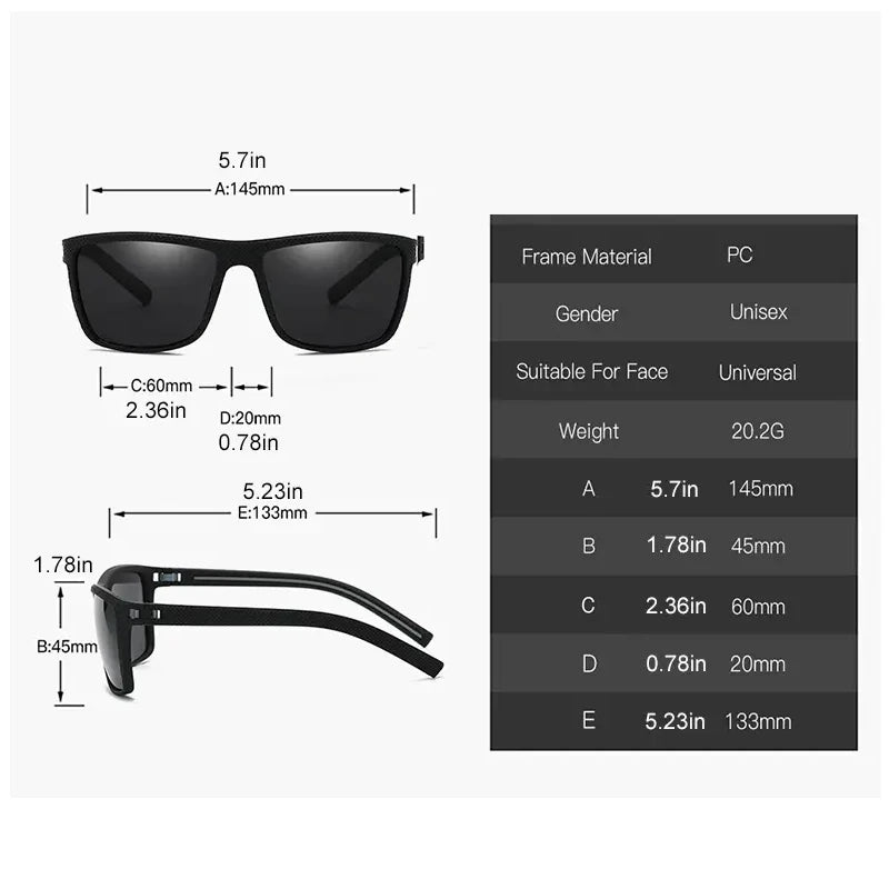 Square Polarized Sunglasses – Lightweight UV Protection for Men &amp; Women