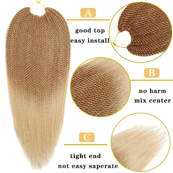 Full Star Pre-Twisted Crochet Braids – 30 Strands/Pack Synthetic Ombre Braiding Hair-braids-Bennys Beauty World