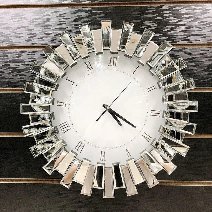Luxury Crystal Wall Clock Modern Design Big Size Silent Large Nordic Wall Mirrors Glass Clocks Living Room Decoration Art Object-Arlik interiors