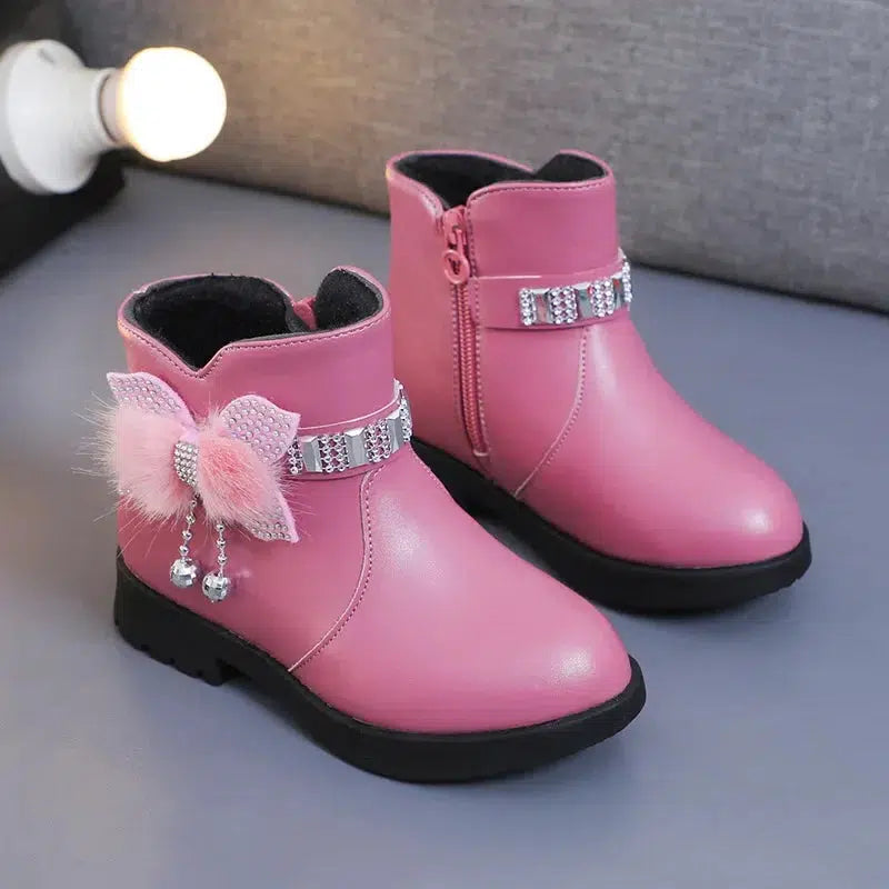 Children's Shoes Girl Mid Length Warm Leather Boots-Shoes-Bennys Beauty World