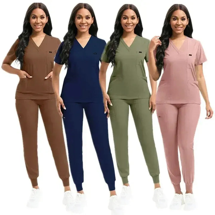 Multicolor Unisex Short Sleeve Medical Scrubs Set – Breathable V-Neck Uniforms-Scrubs-Bennys Beauty World