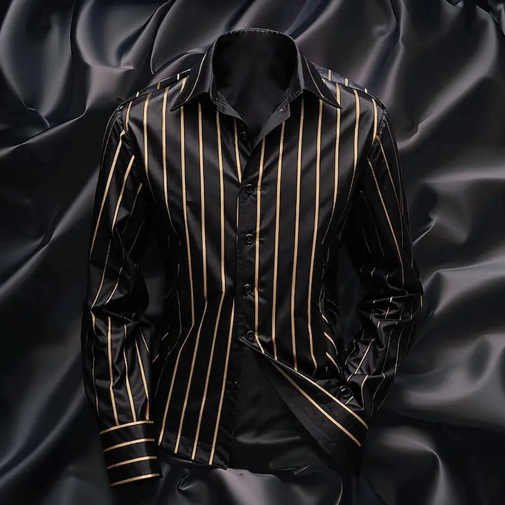 Men's Striped Long Sleeve Shirt – Stylish Casual Dress Shirt-Shirt-Bennys Beauty World