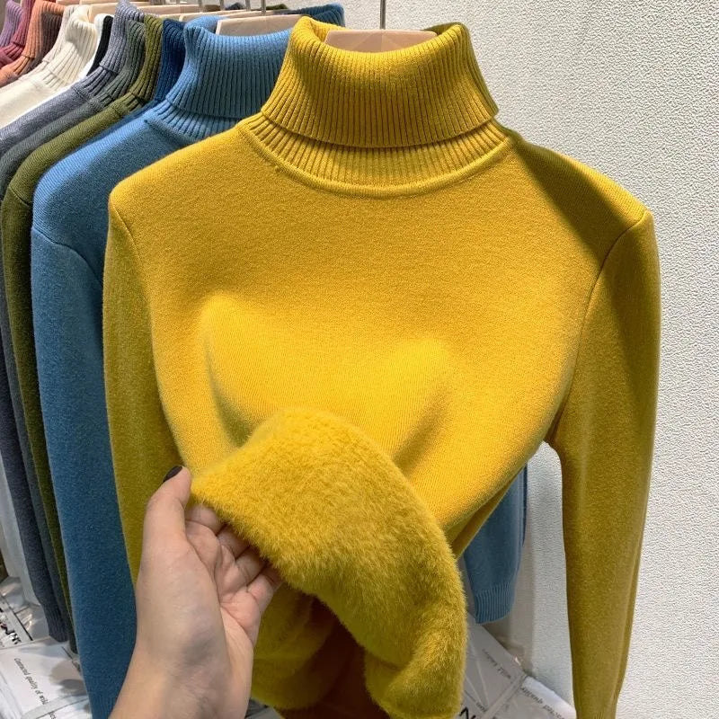 Women’s Turtleneck Velvet-Lined Winter Sweater