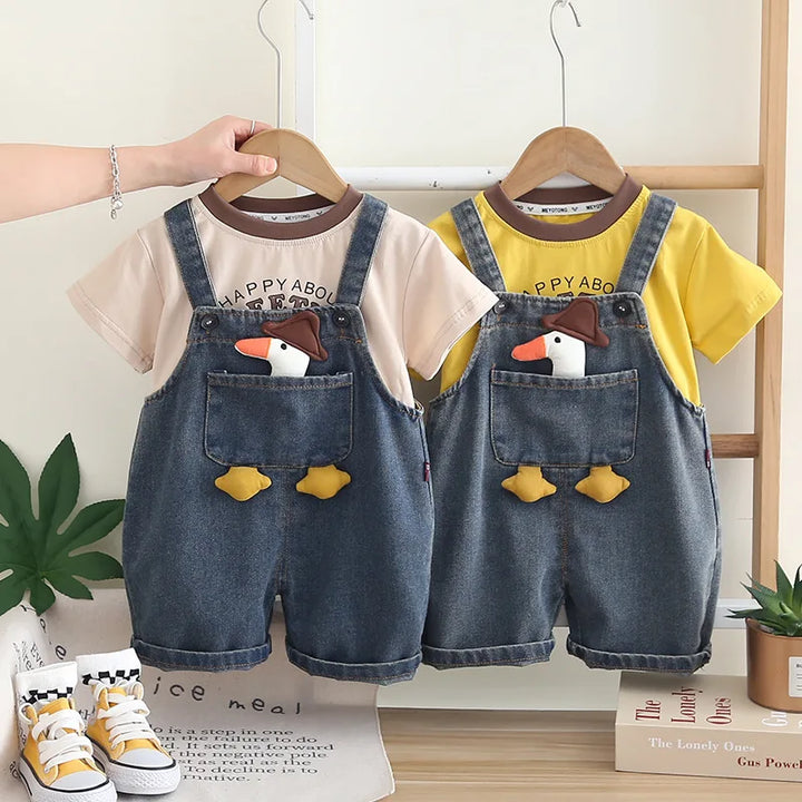 Summer Baby Boys Clothes Suit Children T-Shirt Overalls-Bennys Beauty World