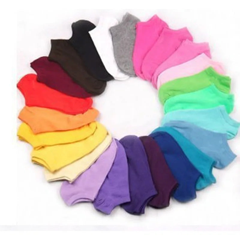 10Pairs Candy Color Striped Socks Casual & Breathable Ankle Socks