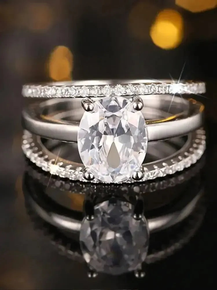 925 Sterling Silver Zircon Ring – Women&