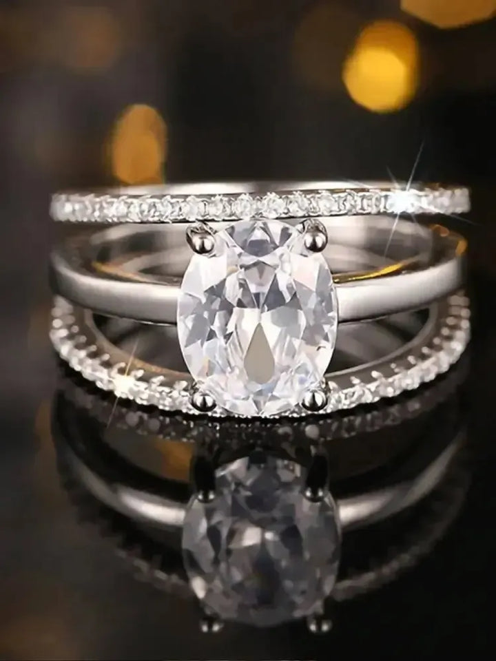 925 Sterling Silver Zircon Ring – Women&