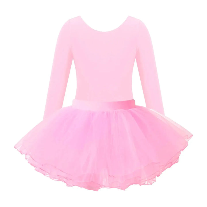 Girl Ballet Dance Leotard Long Sleeve Gymnastics Leotard+Tulle Tutu Skirt Outfit Kid Dance Training Workout Performance Bodysuit-Bennys Beauty World