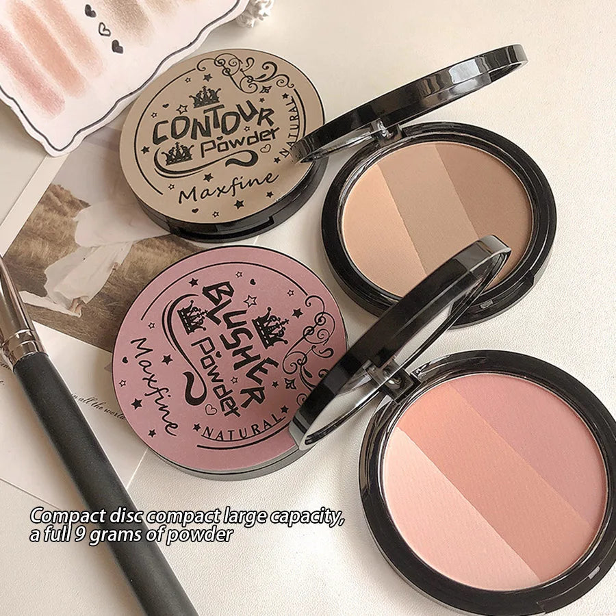 Three-colour Blush Palette, Delicate, Long-lasting