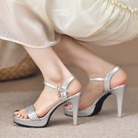 Gold Silver Glitter High Heel Sandals for Women-Shoes-Bennys Beauty World