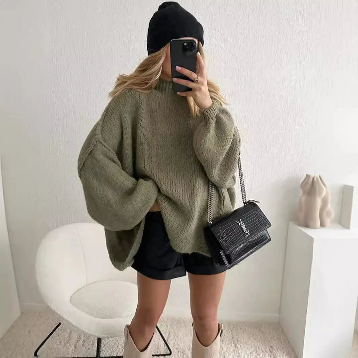 Women's Sweater Solid Color Semi-turtleneck Casual