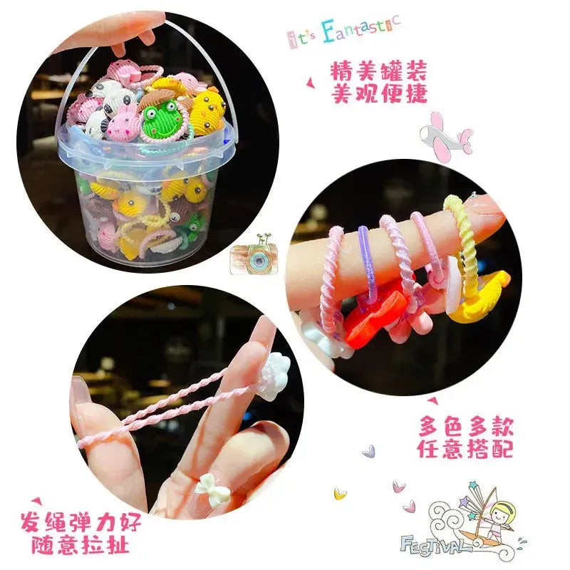 40-Pack Elastic Hair Bands for Girls – Gentle No-Damage Rubber Hair Ties for Kids in Gift Barrel-Hair Accessories-Bennys Beauty World