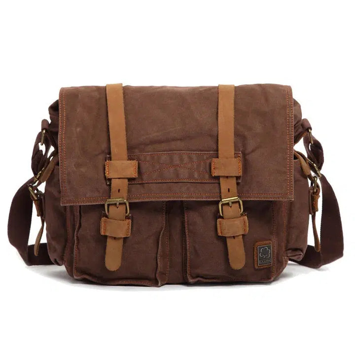 Fashion Vintage Leather Canvas Messenger Bag Cotton Canvas-bag-Bennys Beauty World