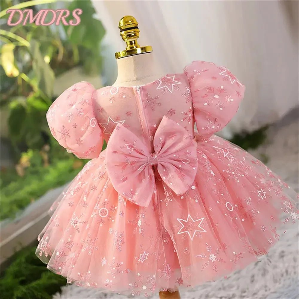 Girls Big Bow Flower Girl Dress – Baptism &amp; Wedding Gown - Bennys Beauty World