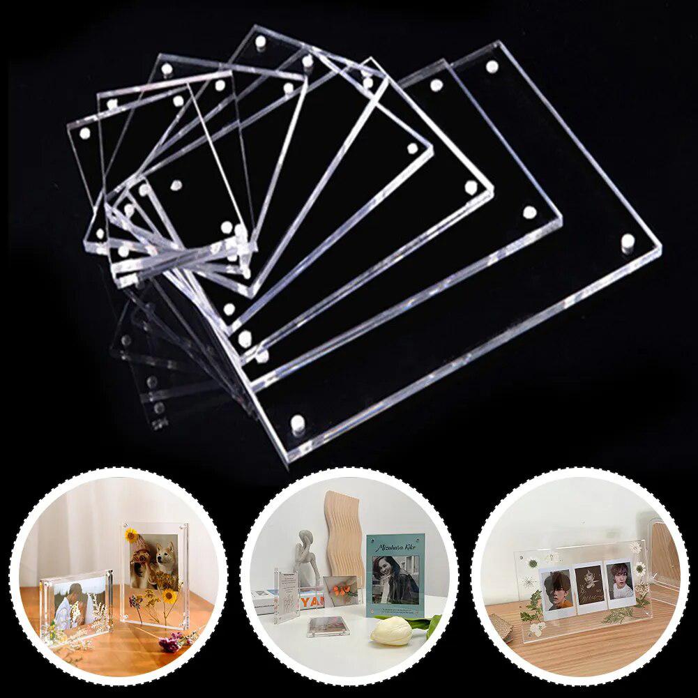 Transparent Acrylic Photo Frame Magnetic Poster Display Stand PhotoCard Holder Picture Frame Practical Message Memo Board-Frame-Arlik interiors