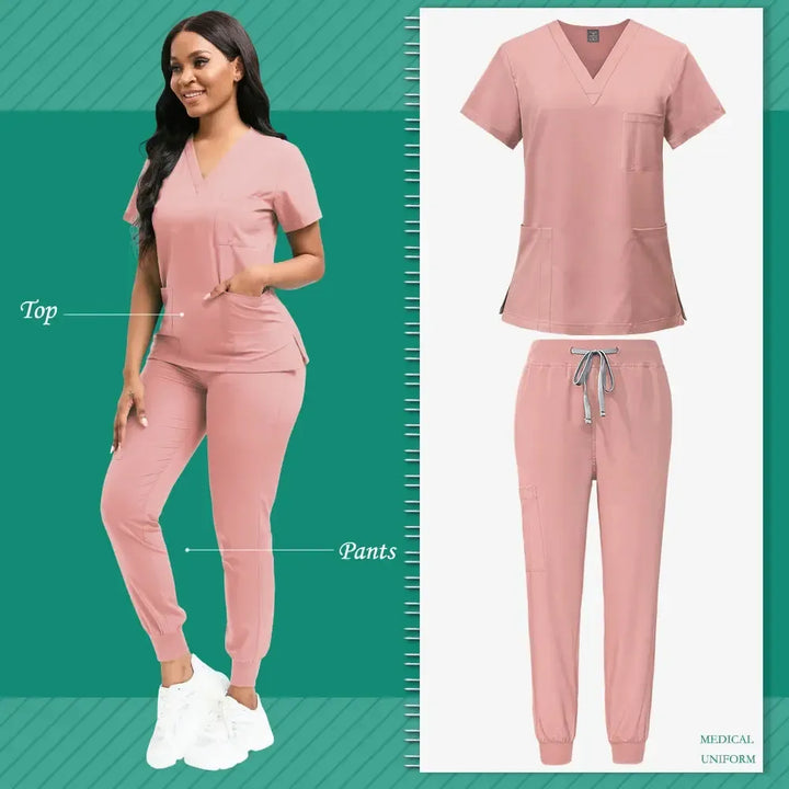 Nurse Uniform for Women Nursing Solid Surgical Gown-Scrubs-Bennys Beauty World