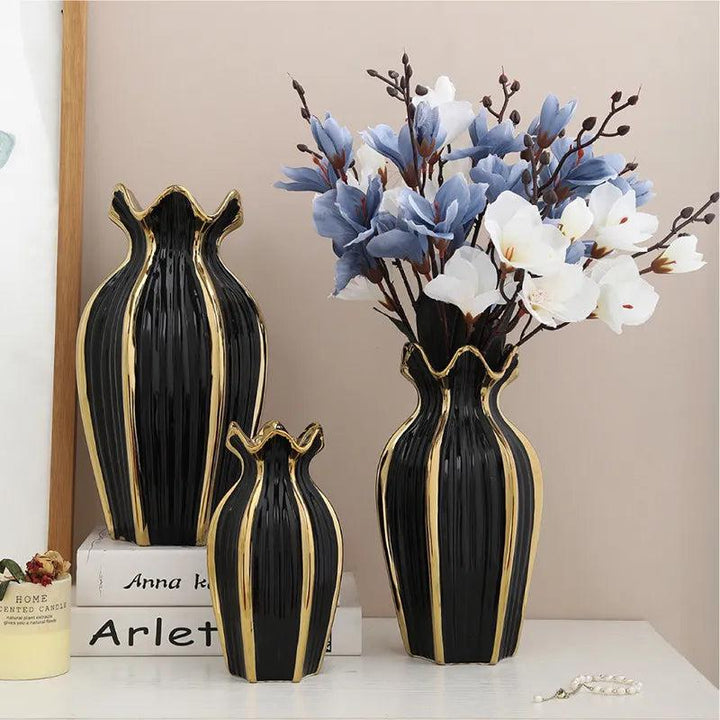 Simple Nordic ceramic vase modern electroplating ornaments creative light luxury handicraft living room flower arrangement home-Arlik interiors