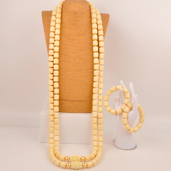 White Artificial Coral Bead Necklace African Jewelry Sets for Women