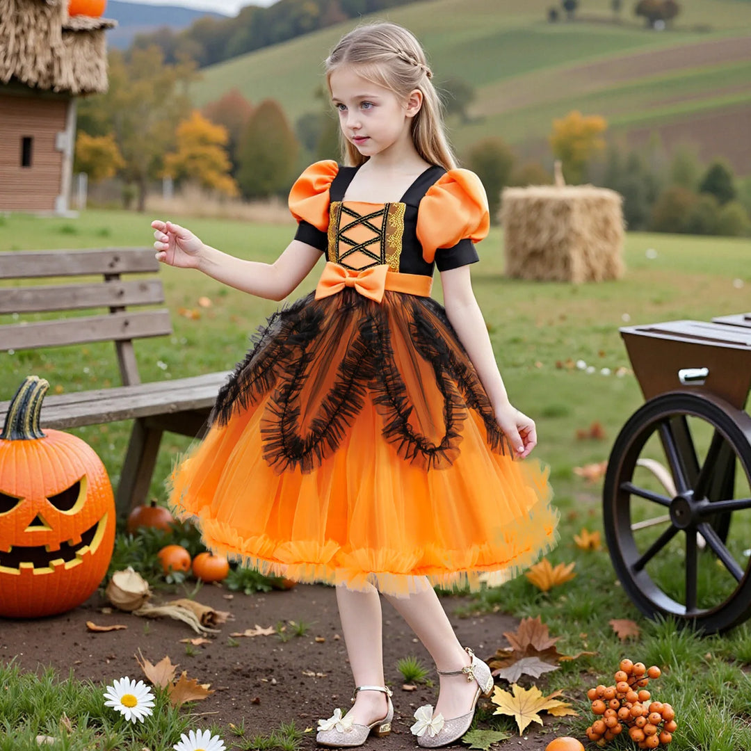 Halloween costume girls cosplay dress + pumpkin full set